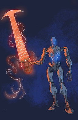 1_eye 4_fingers ambiguous_gender ambiguous_humanoid bent_arm black_outline blue_background blue_eyes blue_glow cooling_fans earless energy_sword energy_weapon featureless_feet feet fingers fist front_view glowing glowing_body glowing_eyes glowing_markings grey_body handle_bar handles_on_hips holding_melee_weapon holding_object holding_sword holding_weapon lightning_bolt longsword looking_at_viewer machine markings melee_weapon metal metallic_body mouthless multicolored_body no_eyebrows no_eyelashes noseless nude nude_humanoid outline piston pose red_glow red_light red_sword robotic_leg runes shadow simple_background slim small_waist solo standing sword vague_threat weapon white_body havesomemoore doom_(series) id_software microsoft samuel_hayden humanoid robot robot_humanoid colored digital_drawing_(artwork) digital_media_(artwork) full-length_portrait hi_res portrait shaded source_request unknown_language male_(lore)