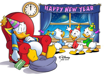 anthro beak blue_clothing blue_shirt blue_topwear chair clock clothing fireworks furniture gesture green_clothing green_shirt green_topwear group hand_gesture hat headgear headwear holidays inside male on_chair open_mouth pointing red_clothing red_shirt red_topwear shirt sitting sitting_on_chair sleeping smile snow standing tail topwear white_body young young_anthro jonas_sonne disney donald_duck_(comics) egmont new_year dewey_duck donald_duck huey_duck louie_duck anatid anseriform avian bird duck official_art brother_(lore) brothers_(lore) nephew_(lore) sibling_(lore) triplets_(lore) uncle_(lore) uncle_and_nephew_(lore)