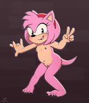 amy_rose anthro areola blush breasts casual_nudity claws digital_media_(artwork) eulipotyphlan female fur genitals green_eyes hair hedgehog hi_res innie_pussy looking_at_viewer mammal navel nipples nude pink_body pink_fur pussy sega simple_background smile solo sonic_the_hedgehog_(series) tail toe_claws zeklullaby