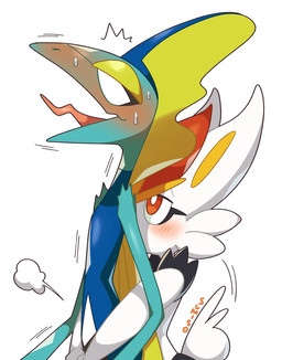 ambiguous_gender blush duo hug hugging_another hugging_from_behind reach_around size_difference surprised sumiso nintendo pokemon cinderace generation_8_pokemon inteleon pokemon_(species) hi_res source_request unavailable_at_source