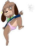 absurd_res animal_crossing anthro bottomwear bulge canid canine canis clothed clothing clothing_lift crossdressing digby_(animal_crossing) domestic_dog female hi_res isabelle_(animal_crossing) looking_at_viewer male mammal nintendo one_eye_closed panties panties_bulge pink_clothing pink_panties pink_underwear presenting skirt skirt_lift tappytrails underwear wink winking_at_viewer
