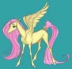 blue_hooves eyelashes feathers female feral hair hooves long_tail mane pink_hair pink_mane pink_tail quadruped simple_background smile solo spread_wings tail teal_background teal_eyes thin_calves thin_legs thin_thighs wings yellow_body yellow_feathers witherslayer73 friendship_is_magic hasbro my_little_pony mythology fluttershy_(mlp) equid equine mammal mythological_creature mythological_equine pegasus 2022 digital_drawing_(artwork) digital_media_(artwork) full-length_portrait hi_res portrait