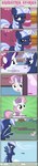 bandage bandaged_horn bangs black_border border cloud cutie_mark ears_up female feral flying frown greenery group hair horn inside narrowed_eyes outside ponytail ponyville possession running skeptical smile spy spying text wide_eyed wings estories friendship_is_magic hasbro my_little_pony mythology fan_character rainbow_dash_(mlp) rarity_(mlp) silverlay_(estories) sweetie_belle_(mlp) equid equine mammal mythological_creature mythological_equine pegasus unicorn absurd_res english_text hi_res long_image tall_image sibling_(lore) sister_(lore) sisters_(lore)