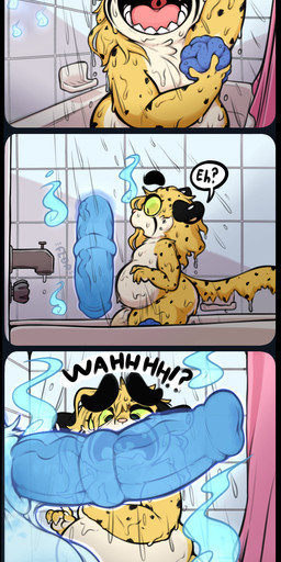 anthro balls bathing big_balls big_penis duo erection eyebrows eyes_closed fangs fur genitals green_eyes hair hair_over_eye huge_balls huge_penis imminent_sex male male/male one_eye_obstructed open_mouth open_smile penis shortstack shortstack_male shower showering slightly_chubby slightly_chubby_anthro slightly_chubby_male smile teeth thick_eyebrows translucent translucent_body translucent_penis vein veiny_penis wet wet_body wet_fur xingscourge kai_the_cervine_ghost xing_the_cheetah cheetah felid feline ghost mammal spirit hi_res
