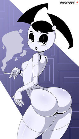alternative_fashion breasts butt cigarette female goth joints looking_at_viewer machine nipples not_furry nude smoking smoking_cigarette solo bigdead93 my_life_as_a_teenage_robot nickelodeon jenny_wakeman humanoid robot hi_res