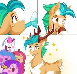 alternate_species antlers blush blush_stickers bottle brown_eyes container drinking female feral group horn male potion potion_bottle sparkles turquoise_hair buvanybu hasbro mlp_g5 my_little_pony hitch_trailblazer_(mlp) izzy_moonbow_(mlp) pipp_petals_(mlp) sunny_starscout_(mlp) zipp_storm_(mlp) deer mammal new_world_deer reindeer absurd_res comic hi_res