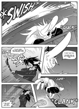 anthro clothed clothing detailed_background dialogue duo female horn inside simple_background speech_bubble text weapon kifyun2 beau_(undying_void) rita_(undying_void) felid lagomorph leporid mammal pantherine rabbit snow_leopard absurd_res black_and_white comic english_text hi_res monochrome