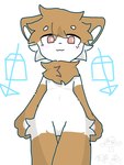 :3 ambiguous_gender anthro arm_markings blush brown_body brown_fur brown_hair brown_tuft cheek_tuft chest_tuft circle_eyebrows eyebrows facial_tuft fur gloves_(marking) hair hand_markings head_tuft hip_tuft looking_at_viewer looking_down looking_down_at_viewer low-angle_view markings multicolored_body multicolored_fur neck_tuft nude nude_ambiguous nude_anthro pink_eyes simple_background smile solo standing tuft two_tone_body two_tone_fur white_background white_body white_eyebrows white_fur white_inner_ear white_tuft linandwx02 mammal 3:4 digital_drawing_(artwork) digital_media_(artwork) hi_res