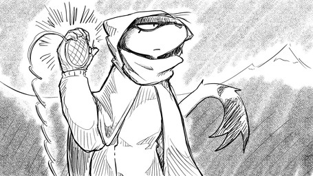 anthro bandana_on_head cloak clothing electronics female gloves handwear ignoring_another mountain muffler radio solo tail text wire dragonweirdo domestic_ferret mammal mustelid musteline true_musteline weasel 16:9 english_text hi_res monochrome widescreen