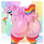 anus balls big_butt black_sclera blush butt butt_focus clothed clothing flag footwear footwear_only genitals heart_symbol lgbt_pride looking_at_viewer looking_back male mostly_nude open_mouth open_smile partially_clothed pink_body pink_skin pride_color_clothing pride_color_flag pride_colors pupils rear_view simple_background smile socks socks_only solo tail thick_thighs white_pupils zyfoh zy_(zyfoh) ghost spirit 1:1 signature
