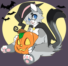 ambient_silhouette anthro blue_eyes cape chibi cloak clothing costume dipstick_tail eyewear femboy food fruit glasses grey_body group hair halloween_costume halloween_decoration hat headgear headwear holidays jack-o'-lantern looking_at_viewer male markings moon mostly_nude pawpads paws pink_nose plant pumpkin silhouette sitting smile solo_focus spots spotted_markings tail tail_markings witch_costume witch_hat slushie-nyappy-paws halloween nixuelle ambient_bat ambient_flier bat domestic_cat egyptian_mau felid feline felis mammal digital_media_(artwork) hi_res