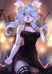 5_fingers anthro blue_eyes blue_hair breasts claws clothed clothing cosplay female fingers hair looking_at_viewer smile solo standing sorafoxyteils spy_x_family yor_forger canid canine mammal 2022 digital_media_(artwork) hi_res