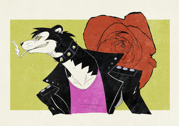 anthro cigarette cigarette_in_mouth cigarette_smoke clenched_teeth clothing collar ear_piercing fangs flower fur hair jacket leather leather_clothing leather_jacket leather_topwear looking_at_viewer male object_in_mouth piercing plant rose_(flower) shirt smoke solo spiked_collar spikes tank_top teeth topwear whiskers reagan700 damian_(reagan700) mammal mustelid musteline true_musteline weasel 2026 half-length_portrait hi_res portrait
