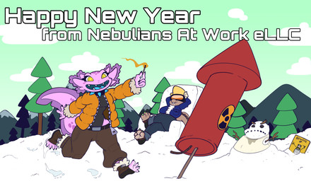 anthro black_toe_claws brown_body clothing duo female festive fireworks footwear gills green_toe_claws jacket mountain pink_body snow snowman tail thick_tail toeless_footwear topwear haiku_oezu mythology axyla_kos_centauri dyaxia_kos_nu_draconis alien amphibian axolotl dragon marine mole_salamander mythological_creature mythological_scalie nebulian salamander scalie hi_res