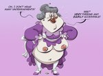 anthro elderly elderly_female female flashing flashing_breasts mature_female overweight solo text jodero disney ducktales ducktales_(1987) bentina_beakley anatid anseriform avian bird duck english_text hi_res