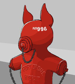 2_missing_limbs after_transformation amputee body_horror chain disability double_amputee faceless fire_hydrant grey_background immobile inanimate_transformation male metallic_body missing_all_arms missing_arm mouthless red_body simple_background solo stump_cap text transformation daleport996 animate_inanimate canid canine canis mammal wolf aliasing binary_drawing cel_shading digital_drawing_(artwork) digital_media_(artwork) english_text shaded