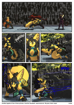 arena axe black_body black_fur black_hair blonde_hair blue_eyes breasts clothed clothing dagger female fight fighting_ring fur green_eyes hadalen_magic hair knife melee_weapon muscular muscular_female orange_body orange_fur red_hair small_breasts smoke_bomb tan_body tan_fur text throwing_knife topless weapon white_body white_fur yellow_body yellow_eyes yellow_fur feretta tale_of_tails fenavi_montaro morgan_laranda ailurid canid canine domestic_cat felid feline felis fennec_fox fox mammal red_panda siamese_cat true_fox comic hi_res url