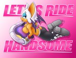 anthro areola blue_eyeshadow breast_squish breasts butt clothed clothing covering covering_breasts covering_self eyeshadow female fur gloves gradient_background handwear hoverboard makeup pink_background simple_background solo squish text topless topless_anthro topless_female white_body white_fur wings high5art sega sonic_riders sonic_the_hedgehog_(series) rouge_the_bat bat mammal 2023 english_text hi_res