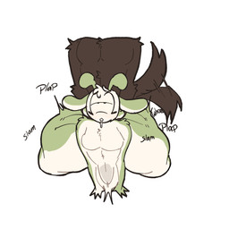 abdominal_bulge all_fours ambiguous_gender anal anal_penetration anthro anthro_on_anthro anthro_penetrated big_butt blush bodily_fluids breasts brown_body brown_eyes brown_fur bubble_butt butt butt_grab deep_penetration drooling duo fluffy fur gripping_ass hand_on_butt huge_butt male male/male moan overweight penetration raised_tail relentless saliva shortstack simple_background slamming small_breasts squeezing tail tail_motion tailwag thick_thighs wide_hips lopsalien ali_(lopsalien) alien canid canine canis lagomorph leporid mammal rabbit 1:1