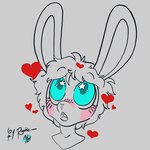 ambiguous_gender anthro blush enamored hair hearts_around_head open_mouth solo sparkles sparkling_eyes raphiel basil_(basilmuse) lagomorph leporid mammal rabbit 1:1 headshot_portrait icon portrait signature