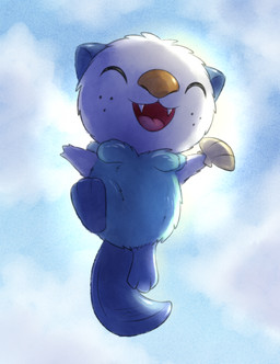 3_toes ambiguous_gender backlighting blue_body blue_ears blue_fur blue_tail brown_nose cute_fangs eyes_closed fangs feet feral freckled_face freckles fur happy holding_shell jumping light open_mouth open_smile scalchop smile solo tail teeth toes white_body white_fur introvertnacho nintendo pokemon generation_5_pokemon oshawott pokemon_(species) 2024 digital_drawing_(artwork) digital_media_(artwork) hi_res lighting