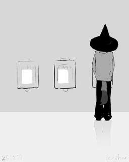ambiguous_gender anthro bathroom bottomwear clothed clothing hat headgear headwear hoodie long_tail pants public_restroom rear_view reflection reflective_floor simple_background solo standing tail topwear urinal witch_hat borealhao lamapola vinea_(lamapola) domestic_ferret mammal mustelid musteline true_musteline weasel 2025 4:5 absurd_res digital_media_(artwork) full-length_portrait hi_res monochrome portrait signature