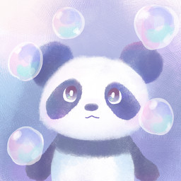 anthro black_body black_fur black_nose bubble chibi fur iridescent iridescent_bubble kemono multicolored_body multicolored_fur solo two_tone_body two_tone_fur white_body white_fur araru bear giant_panda mammal 1:1 2021 hi_res
