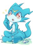 5_fingers anthro blue_body blue_fingers blue_tail blush claws digivice fingers grass monotone_tail multicolored_body nude open_mouth plant solo tail teeth tongue white_body yellow_body shoru bandai_namco digimon digimon_(species) veemon 2023 hi_res signature