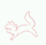 ambiguous_gender feral running simple_background smile solo white_background bloowolfy domestic_cat felid feline felis mammal 2023 animated low_res monochrome red_and_white short_playtime sketch