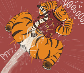 4_fingers 4_toes after_sex all_fours anal anal_penetration anal_stretching anal_tugging anthro anthro_on_anthro anthro_penetrated anthro_penetrating anthro_penetrating_anthro big_butt big_penis black_claws black_pawpads black_stripes bodily_fluids bottomless butt claws clothed clothing cum cum_explosion cum_from_ass cum_in_ass cum_inside cum_on_back cum_on_butt cum_on_clothing cum_on_ground faceless_anthro faceless_character faceless_male feet female female_penetrated fingers from_behind_position fur genital_fluids genitals heart_symbol huge_butt male male/female male_penetrating male_penetrating_female markings orange_body orange_fur orifice_tugging pawpads penetration penile penis red_background red_clothing red_topwear red_vest sex simple_background solo striped_body striped_fur striped_markings striped_tail stripes tail tail_markings text thick_thighs toe_claws toes topwear tremble_spikes vest white_body white_fur hewa dreamworks kung_fu_panda master_po_ping master_tigress bear felid giant_panda mammal pantherine tiger 2026 english_text hi_res
