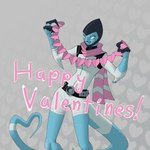 3_fingers accessory armor biped bodysuit claws clothing digitigrade empty_eyes facial_markings female fingers furgonomics head_markings headgear heart_background heart_symbol helmet holidays markings not_furry open_mouth pink_scarf scar scarf simple_background skinsuit smile solo spikes spikes_(anatomy) tail tail_accessory teeth text tight_clothing torn_clothing white_clothing lumen_fox ben_10 cartoon_network valentine's_day fan_character x-s_(lumen_fox) alien alien_humanoid humanoid kineceleran 1:1 absurd_res english_text hi_res shaded