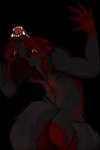 anthro black_body hair looking_at_viewer male norse red_body red_hair solo tattoo warrior yellow_eyes bleuii knight_(tehmayhem) canid canine canis mammal northwestern_wolf wolf 2:3 absurd_res alpha_channel hi_res