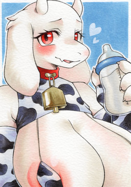 anthro areola big_breasts blush breasts clothed clothing female fur horn looking_at_viewer mature_female milk pink_areola smile solo white_body white_fur u_ka undertale undertale_(series) toriel boss_monster_(undertale) bovid caprine goat mammal absurd_res hi_res