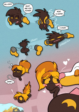 after_transformation blush blush_lines blushing_profusely cartoon_physics dazed dialogue face_squish forced forced_transformation fur gender_transformation heart_reaction licking mid_transformation mtf_transformation orange_sclera speech_bubble spikes spikes_(anatomy) squish stretching_face sudden_transformation surprised text tongue transformation upside_down_transformation yellow_body yellow_fur trevor-fox nintendo pokemon kyp_(character) mona_lisa_(tmnt) trevor-fox_(character) generation_2_pokemon girafarig pokemon_(species) english_text hi_res nonbinary_(lore)