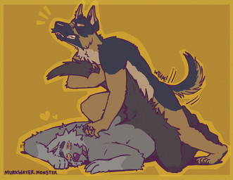 anthro doggystyle duo from_behind_position fucked_silly fur_grab male male/male onomatopoeia penetration rough_sex sex sound_effects tail tail_grab text murkwater.monster binturong canid canine canis domestic_dog german_shepherd herding_dog mammal pastoral_dog viverrid hi_res nonbinary_(lore) trans_(lore)