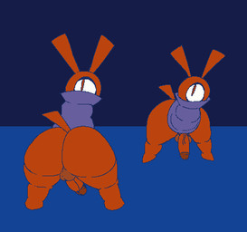 1_eye anthro balls butt cloak clothed clothing erection genitals looking_at_viewer male pantsless penis presenting presenting_hindquarters solo carmelcaker deltarune undertale_(series) tao_(deltarune) darkner low_res