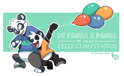 anthro balloon black_body black_fur black_nose blue_clothing blue_eyes blue_hoodie blue_topwear bottomless cheerful clothed clothing duo eyes_closed eyewear fangs featureless_crotch fur glasses grey_body grey_fur happy hoodie inflatable logo male multiple_balloons open_mouth open_smile orange_clothing orange_shirt orange_t-shirt orange_topwear pink_tongue rectangular_glasses shirt simple_background size_difference smile t-shirt teeth tongue topwear white_body white_fur young young_anthro young_male pandapaco parinton bear giant_panda mammal 2016 artist_logo dated signature