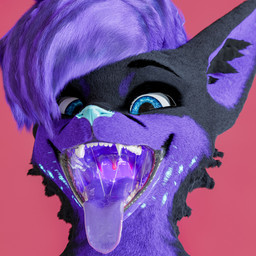 anthro blue_eyes blue_nose bodily_fluids close-up cosmic_hair dominant drooling ethereal_hair fangs fur glowing glowing_mouth glowing_nose male mouth_shot open_mouth oral_vore purple_body purple_fur saliva simple_background soft_vore solo sparkles teeth throat tongue uvula vore kiwidox kitsunaki canid canine fox mammal 1:1 2023 hi_res