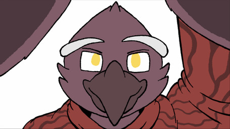 ambiguous_gender anthro clothing esophagus first_person_view mouth_shot open_mouth shirt solo swallowing swinging_uvula tongue topwear uvula vore vore_pov wide-open_mouth yellow_eyes round_hermit avian bird 16:9 2d_animation animated frame_by_frame widescreen