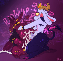 anal anal_penetration armpit_hair balls bodily_fluids body_hair butt butt_grab cigarette collar crown cum cum_in_ass cum_inside digit_ring duo ejaculation feet floppy_ears from_behind_position genital_fluids genitals hand_on_butt headgear hooves horn jewelry male male/male penetration penis ring sex spade_tail spiked_collar spikes tail toe_ring toes vein veiny_penis doomlard prince_gamon_(1mp) imp hi_res