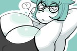 anthro big_breasts blue_hair bored breasts eyewear female glasses hair huge_breasts kitty_gatswell_(softimp) oblivious silly softnsfwimp solo softimp animal_humanoid felid felid_humanoid feline feline_humanoid humanoid mammal mammal_humanoid 3:2