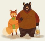 alternate_species anthro biped brown_body brown_fur clothing coat duo fur furrification orange_body orange_fur plastic_bag shirt simple_background slightly_chubby smiley_face topwear vest white_background pononoin comedy_central south_park kyle_broflovski stanley_marsh bear canid canine fox mammal red_fox true_fox 2023 absurd_res hi_res