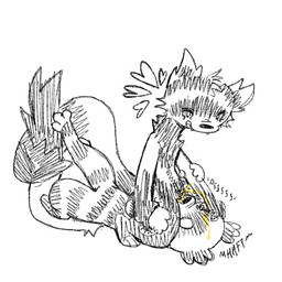 ambiguous_gender anthro bodily_fluids cartoon_nudity duo entwined_tails eyes_closed facesitting fluffy_ears genital_fluids hand_on_head head_between_thighs heart_symbol intersex intersex/male long_tail male neck_tuft peeing sitting_on_another tail tail_coil tuft urine urine_in_mouth urine_stream watersports wrist_grab wahlgo guest_(wahlgo) pollonium_(wahlgo) domestic_ferret ictonychine mammal marbled_polecat mustelid musteline polecat_(mustelid) true_musteline weasel 1:1 sketch