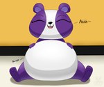 belly big_belly bloated bodily_noises digestion digestion_noises female feral onomatopoeia open_mouth open_smile paws rumbling_stomach satisfied smile solo sound_effects text wafflefox hasbro littlest_pet_shop littlest_pet_shop_(2012) penny_ling bear giant_panda mammal 2019 6:5 digital_media_(artwork) shaded signature watermark