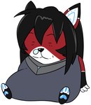 anthro black_body black_hair bubble ear_markings female hair machine paws red_body sleeping solo synthetic capngoku ara_(fluff-kevlar) android felid feline mammal robot absurd_res hi_res meme