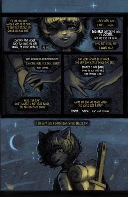 4_panel_comic anthro backpack bruised bruised_eye dialogue duo female hair half-closed_eyes male narrowed_eyes open_mouth open_smile smile speech_bubble text bleats summer_(bleats) domestic_cat felid feline felis mammal 2025 comic english_text hi_res