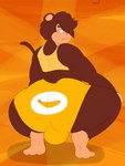 anthro balls_outline big_bulge big_butt bulge butt clothed clothing detailed_bulge fur genital_outline hair huge_bulge looking_at_viewer male simple_background solo topwear cake_top casey_(lavenderdevil) haplorhine mammal monkey primate 3:4 absurd_res digital_media_(artwork) hi_res