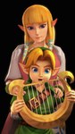 age_difference blue_eyes clothing duo female hair humanoid_pointy_ears light_body light_skin long_hair male musical_instrument not_furry older_female younger_male ambrosine92 nintendo ocarina_of_time skyward_sword the_legend_of_zelda princess_zelda young_link elf humanoid hylian 3d_(artwork) 9:16 digital_media_(artwork) hi_res