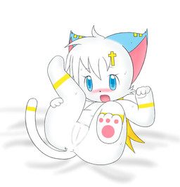 anthro anus blue_eyes blush cross feet female fur genitals hindpaw loli navel ninatail open_mouth paws presenting simple_background solo vulva white_background white_body white_fur young young_anthro young_female kryztar domestic_cat felid feline felis mammal absurd_res digital_media_(artwork) hi_res