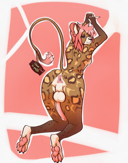 anthro anus backsack balls big_anus big_penis butt curvy_figure genitals gynomorph hourglass_figure intersex marker pawpads paws penis perineum presenting presenting_hindquarters rear_view sign small_waist solo text wide_hips jarlium felid feline mammal english_text hi_res shaded